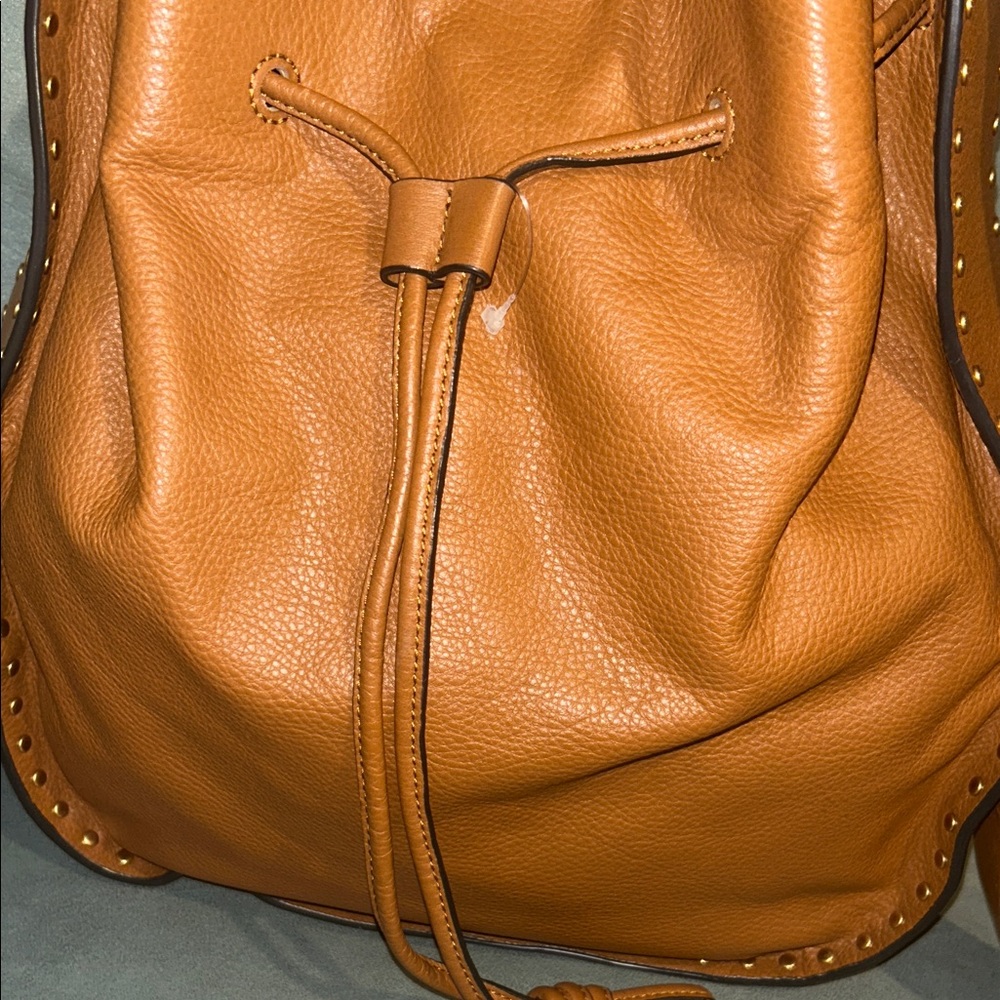 Rebecca Minkoff Nanine Leather Drawstring Brown Pebbled Leather Bucket Bag EUC - Picture 5 of 9